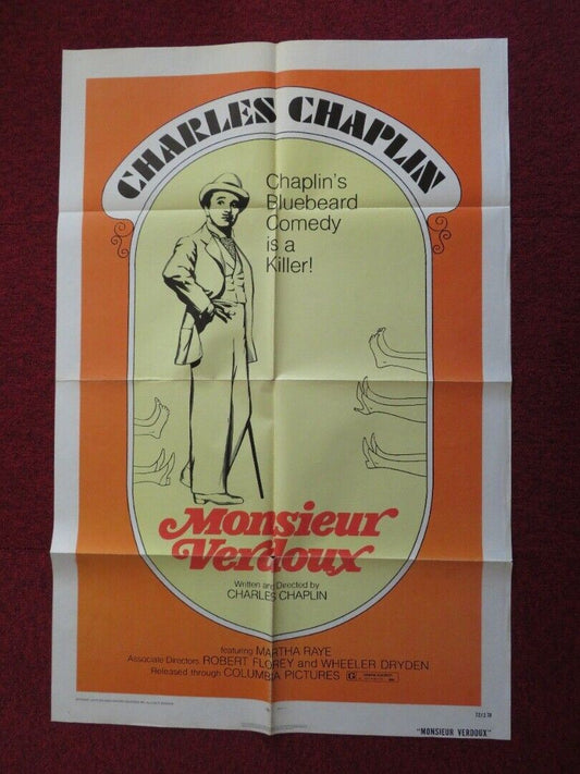 MONSIEUR VERDOUX FOLDED US ONE SHEET POSTER CHARLES CHAPLIN 1972 - Rendezvous Cinema