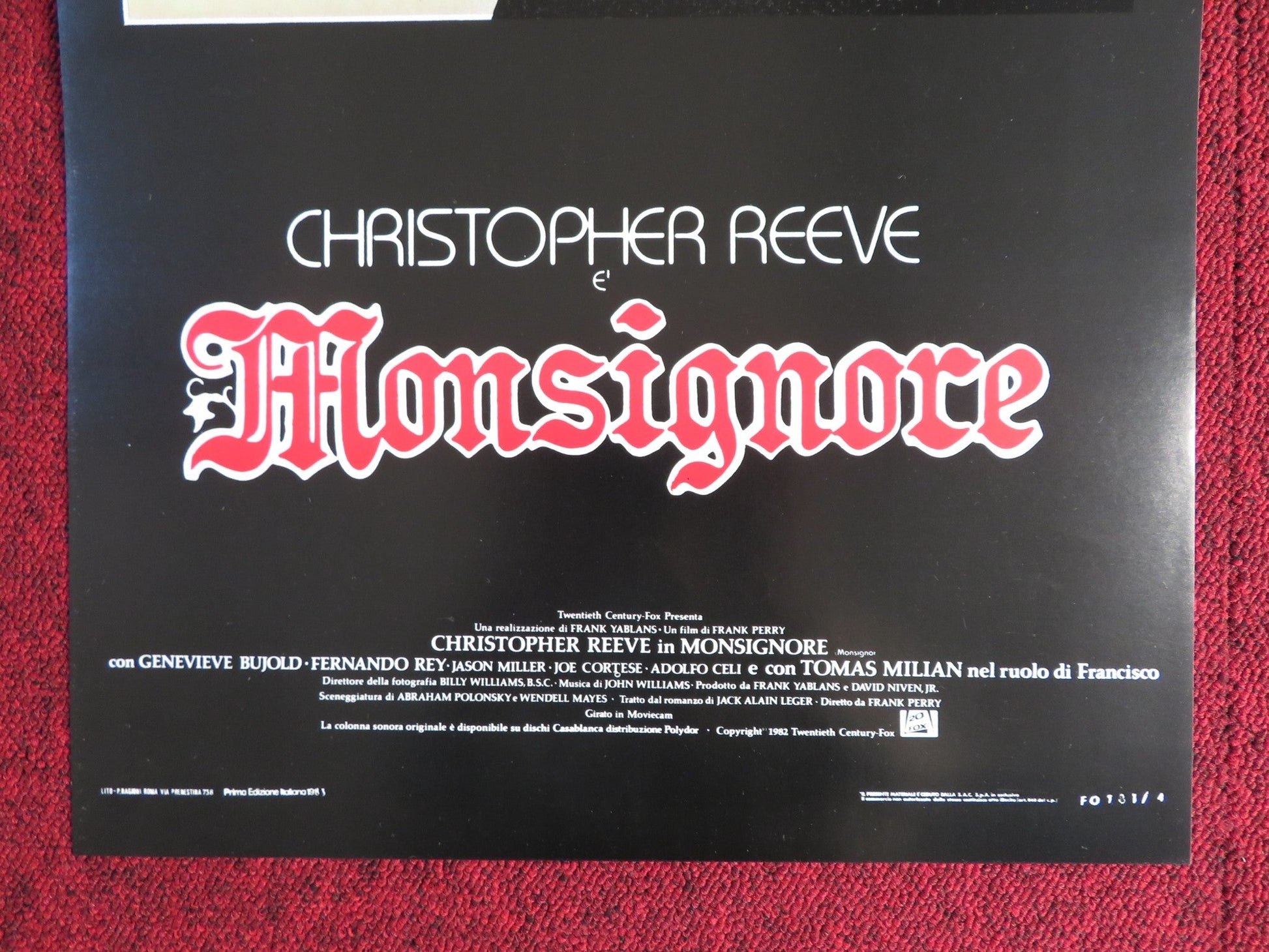 MONSIGNORE ITALIAN LOCANDINA POSTER CHRISTOPHER REEVE GENEVIEVE BUJOLD 1983 Rendezvous Cinema Movie posters