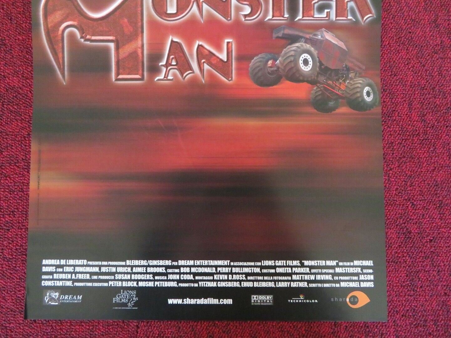 MONSTER MAN ITALIAN LOCANDINA (26.5"x12.5") POSTER ERIC JUNGMANN JUSTIN URICH - Rendezvous Cinema
