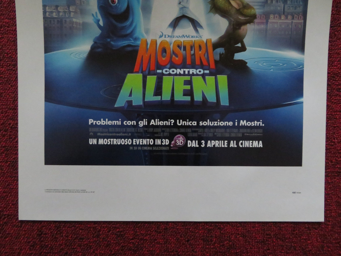 MONSTERS VS ALIENS ITALIAN LOCANDINA POSTER REESE WITHERSPOON SETH ROGEN 2009 Rendezvous Cinema Movie posters