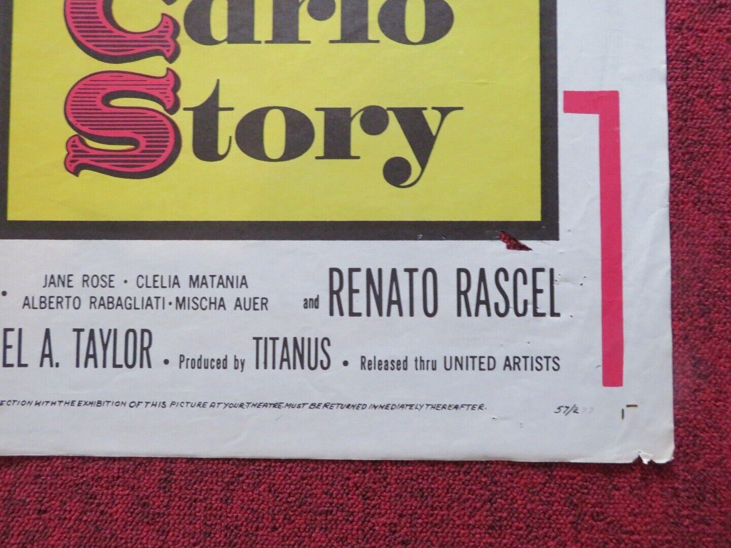 MONTE CARLO STORY FOLDED US ONE SHEET POSTER MARLENE DIETRICH 1957 Movie posters