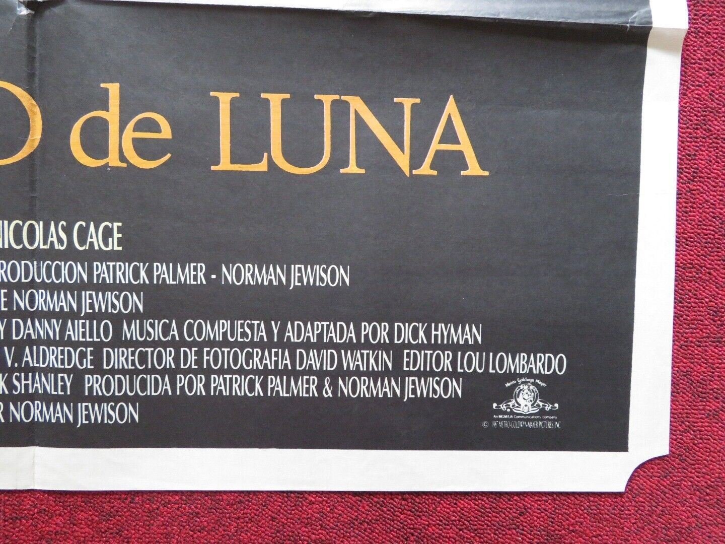 MOONSTRUCK FOLDED ARGENTINA ONE SHEET POSTER CHER NICOLAS CAGE 1987 Movie posters