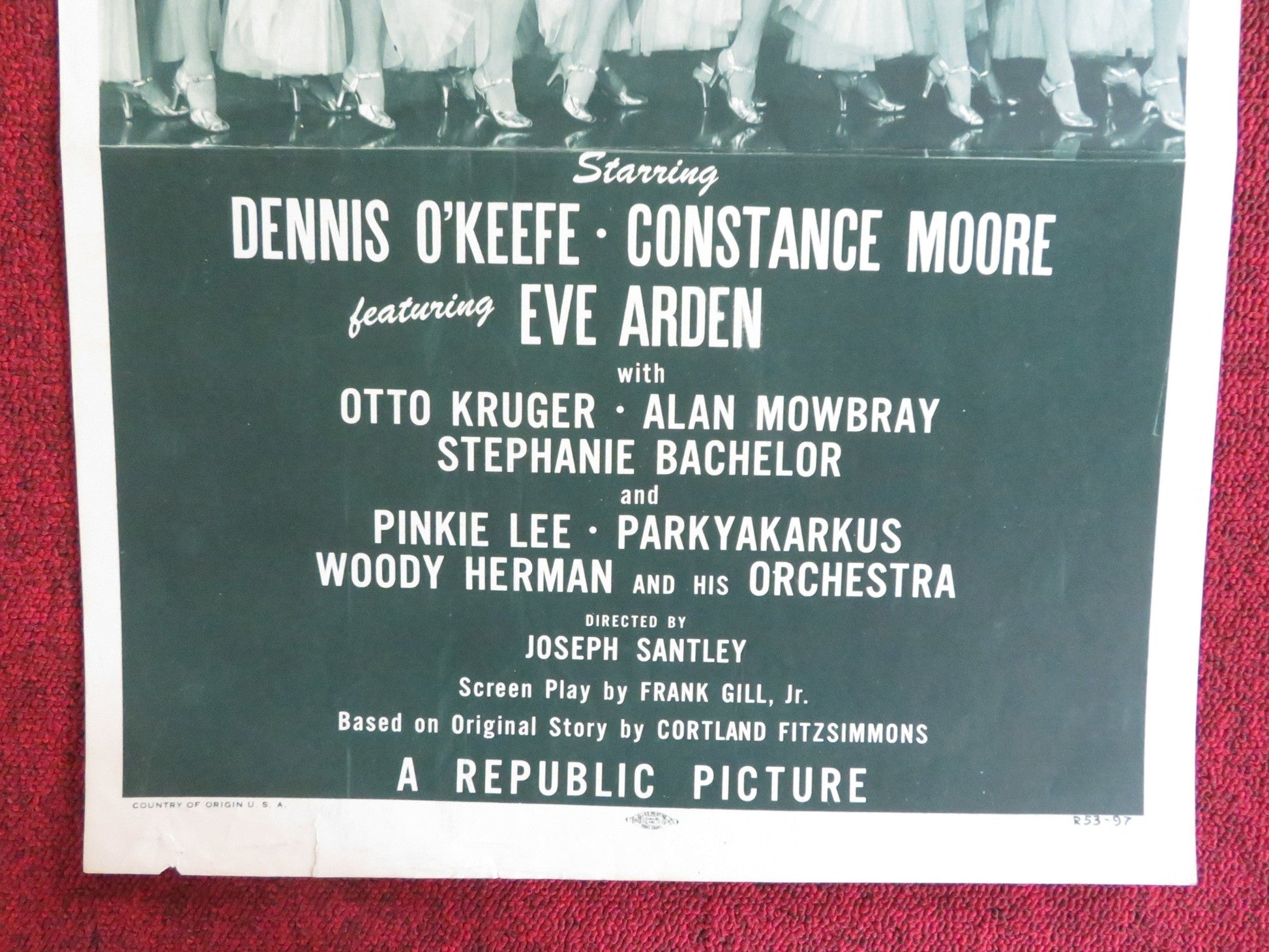 MOONSTRUCK MELODY US INSERT (14"x 36") POSTER DENNIS O'KEEFE CONSTANCE MOORE '53 Rendezvous Cinema Movie posters