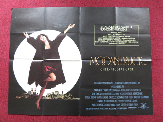 MOONSTRUCK UK QUAD POSTER FOLDED CHER NICOLAS CAGE 1987 Rendezvous Cinema Movie posters