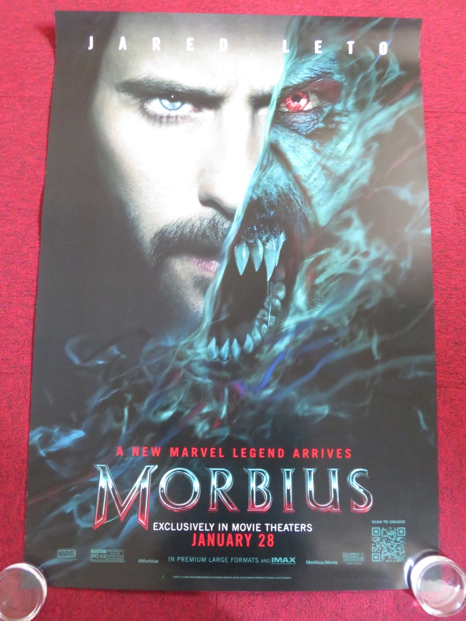 MORBIUS US ONE SHEET ROLLED POSTER JARED LETO MATT SMITH 2022 Rendezvous Cinema Movie posters