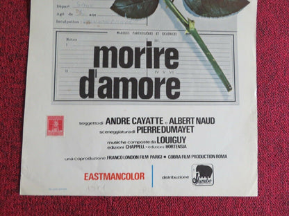 MORIRE D'AMORE / Mourir d'aimer... ITALIAN LOCANDINA (27.5"x13") POSTER 1971 Movie posters