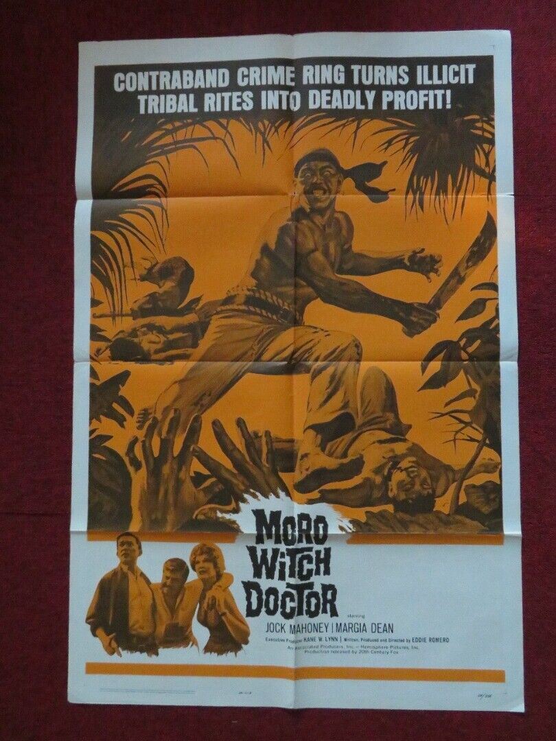 MORO WITCH DOCTOR FOLDED US ONE SHEET POSTER JACK MAHONEY MARGIA DEAN 1964 Movie posters