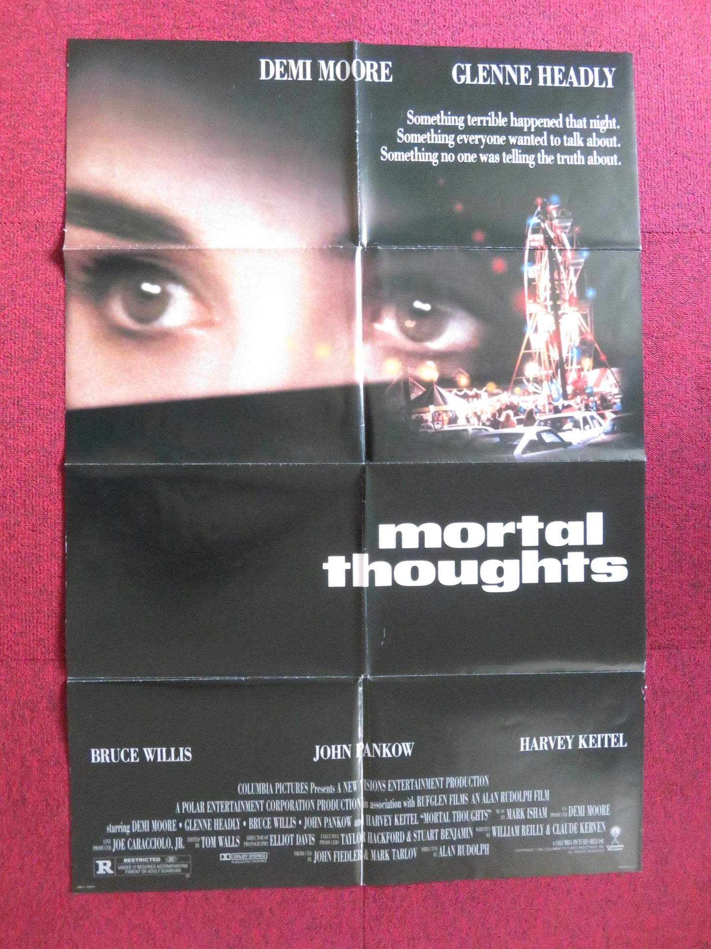 MORTAL THOUGHTS FOLDED US ONE SHEET POSTER BRUCE WILLIS DEMI MOORE 1991 Rendezvous Cinema Movie posters