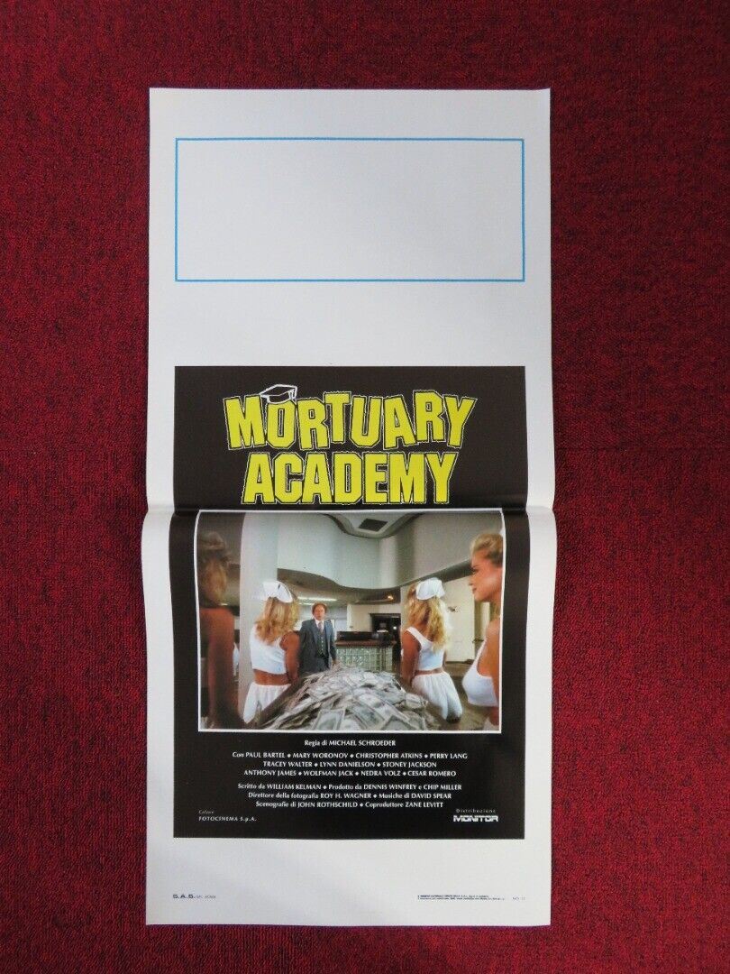 MORTUARY ACADEMY ITALIAN LOCANDINA (27.5"x13") POSTER PERRY LANG 1988 Movie posters