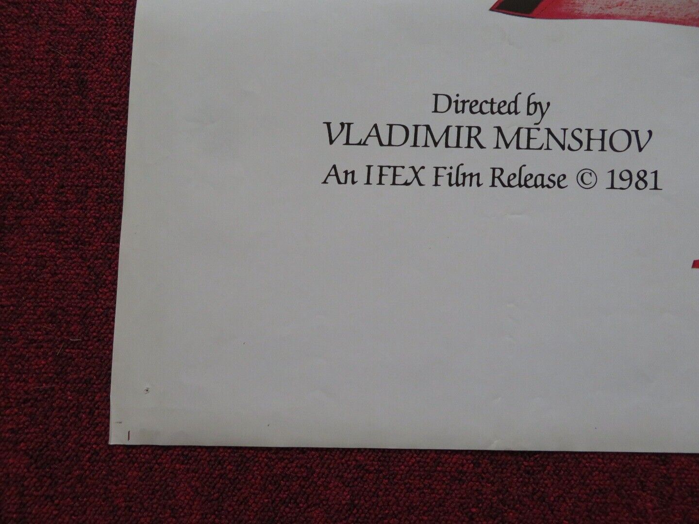 MOSCOW DOES NOT BELIEVE IN TEARS US ONE SHEET POSTER VERA ALENTOVA 1981 - Rendezvous Cinema