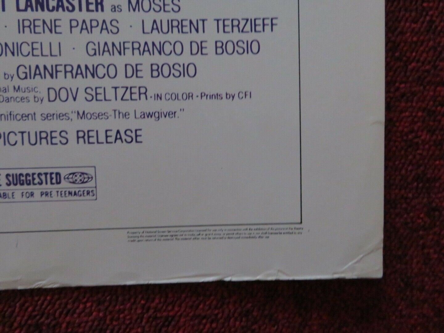 MOSES US HALF SHEET (22"x 28") POSTER BURT LANCASTER ANTHONY QUAYLE 1976 - Rendezvous Cinema