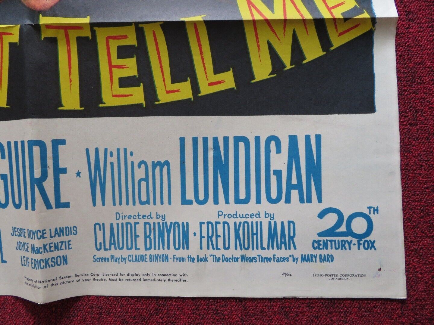 MOTHER DIDN'T TELL ME FOLDED US ONE SHEET POSTER WILLIAM LUNDIGAN MCGUIRE 1950 - Rendezvous Cinema