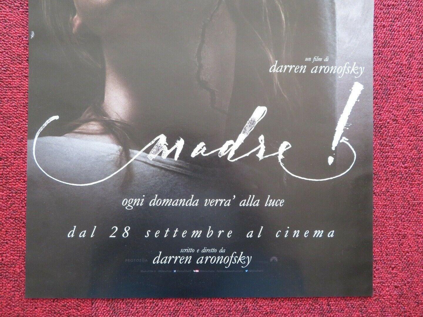 MOTHER! ITALIAN LOCANDINA (27"x13") POSTER JENNIFER LAWRENCE JAVIER BARDEM 2017 - Rendezvous Cinema