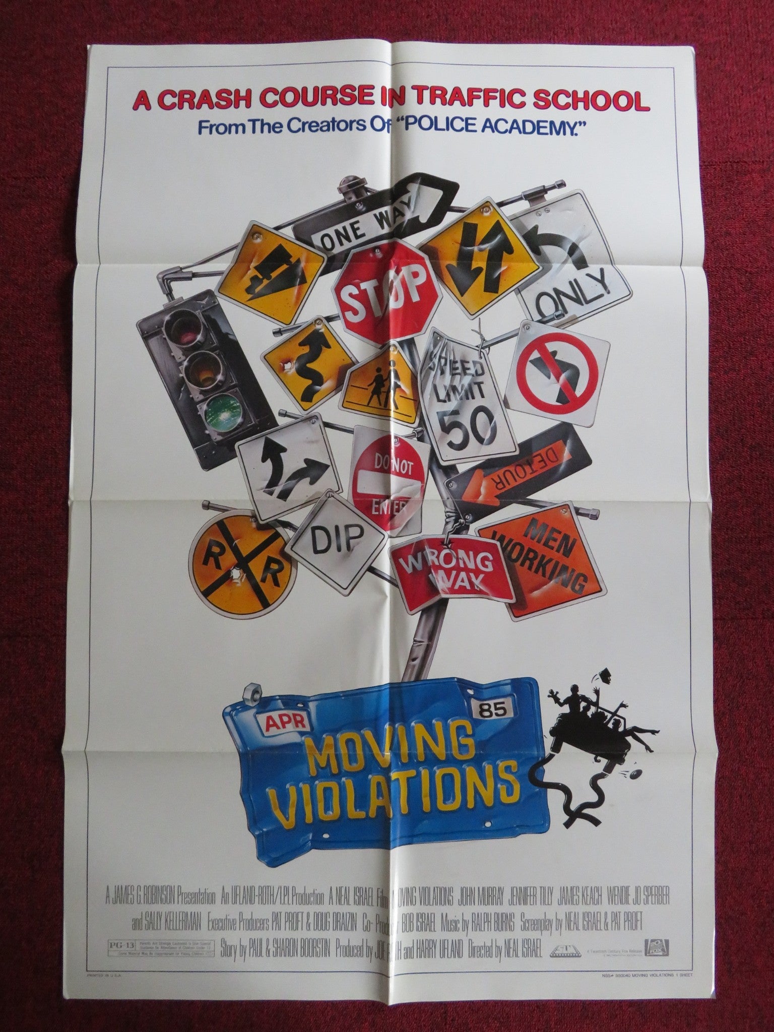 MOVING VIOLATIONS FOLDED US ONE SHEET POSTER JOHN MURRAY JENNIFER TILLY 1985 Rendezvous Cinema Movie posters