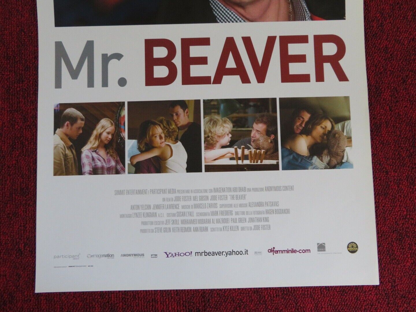 MR. BEAVER ITALIAN LOCANDINA (27.5"x13") POSTER MEL GIBSON JODIE FOSTER 2011 Movie posters