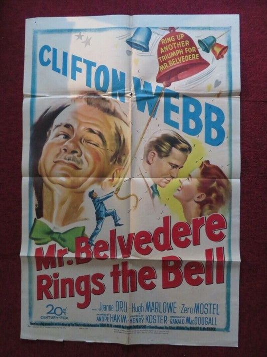 MR BELVEDERE RINGS THE BELL FOLDED US ONE SHEET POSTER CLIFTON WEBB 1951 Movie posters