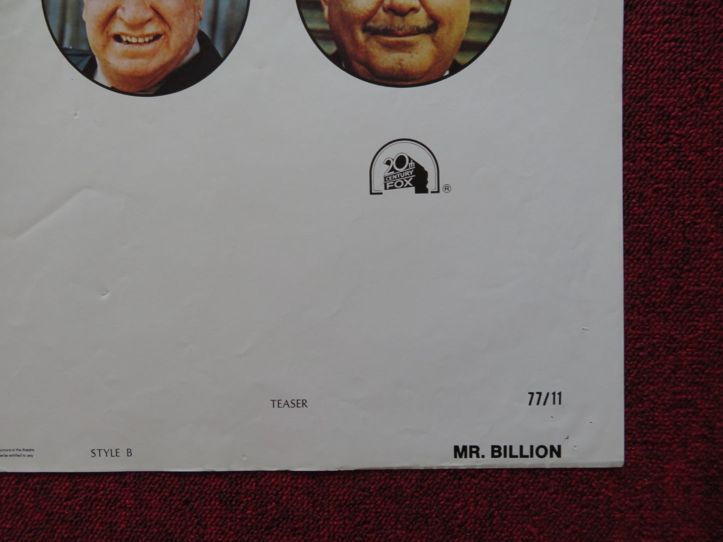 MR. BILLION - STYLE B FOLDED US ONE SHEET POSTER TERENCE HILL V. PERRINE 1977 Rendezvous Cinema Movie posters