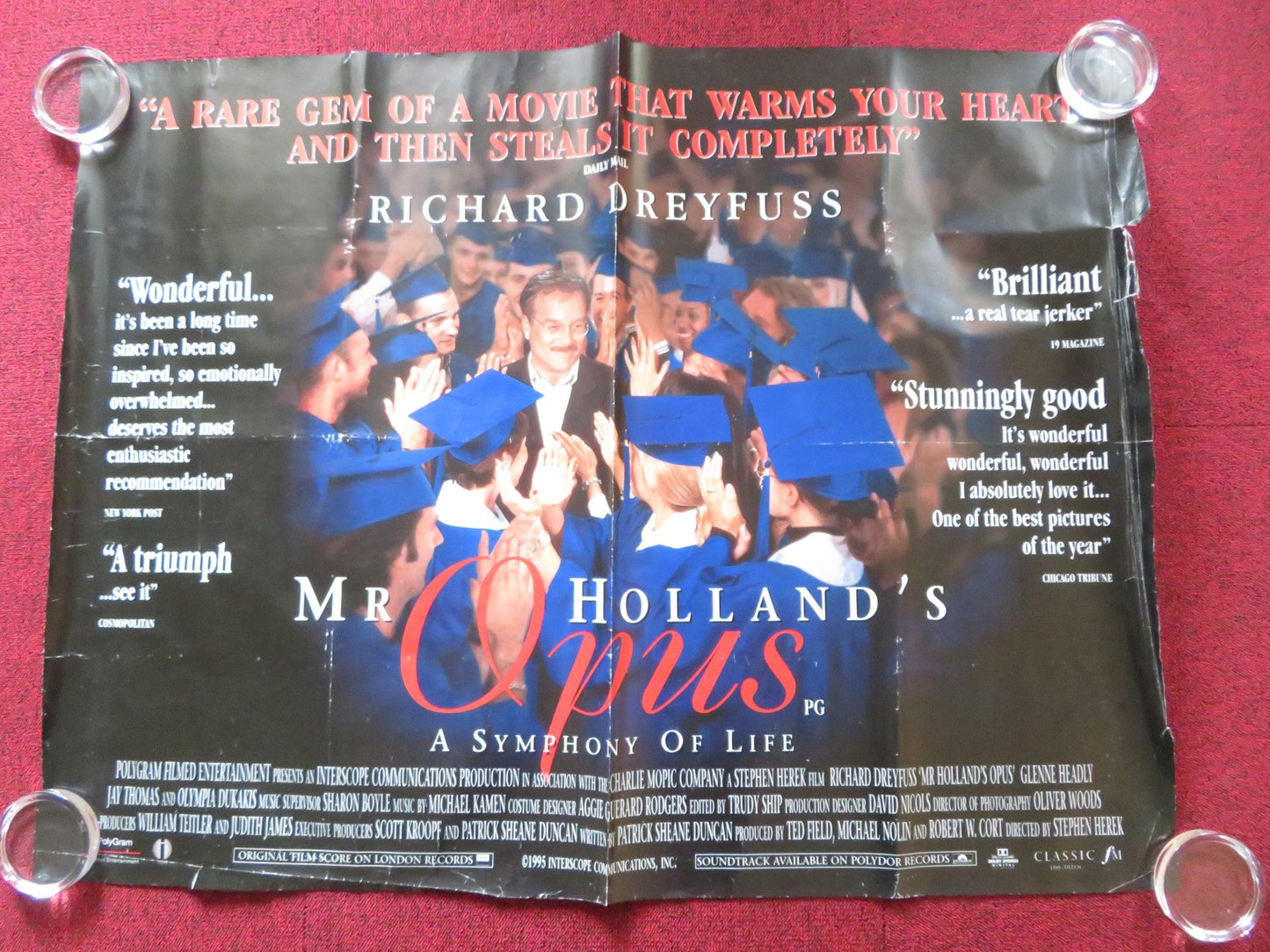 MR. HOLLAND'S OPUS UK QUAD (30"x 40") ROLLED POSTER RICHARD DREYFUSS 1995 Rendezvous Cinema Movie posters