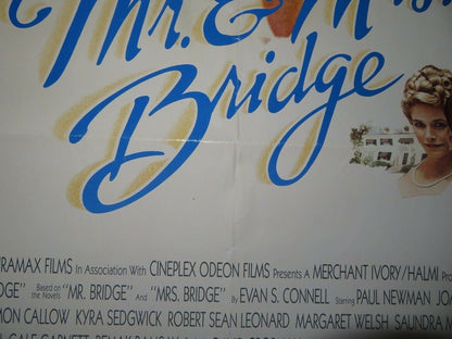 MR.& MRS BRIDGE US ONE SHEET POSTER PAUL NEWMAN SAUNDRA MCCLAIN 1990 Movie posters