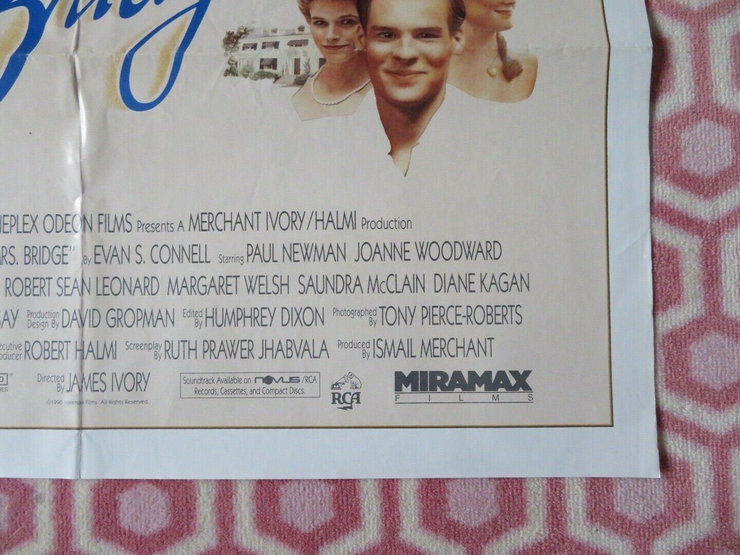 MR.& MRS BRIDGE US ONE SHEET POSTER PAUL NEWMAN SAUNDRA MCCLAIN 1990 Movie posters