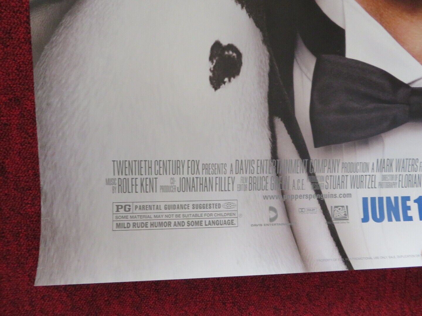 MR POPPERS PENGUINS US ONE SHEET ROLLED POSTER JIM CARREY CARLA GUGINO 2011 Movie posters