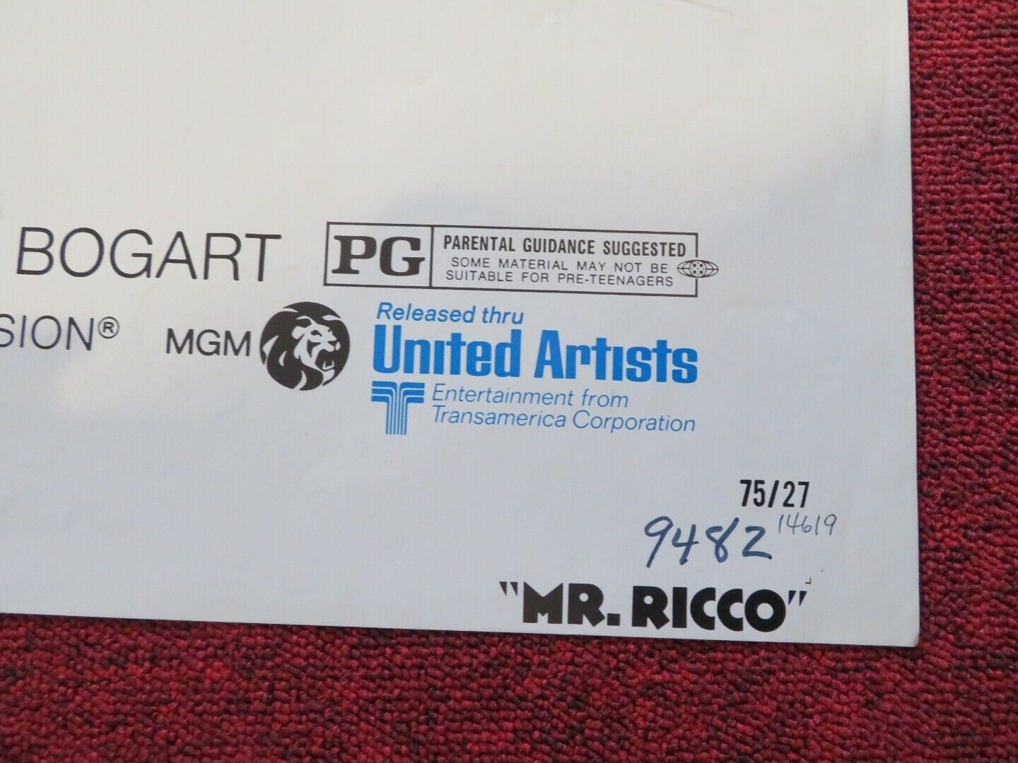 MR RICCO FOLDED US ONE SHEET POSTER DEAN MARTIN EUGENE ROCHE 1975 Movie posters