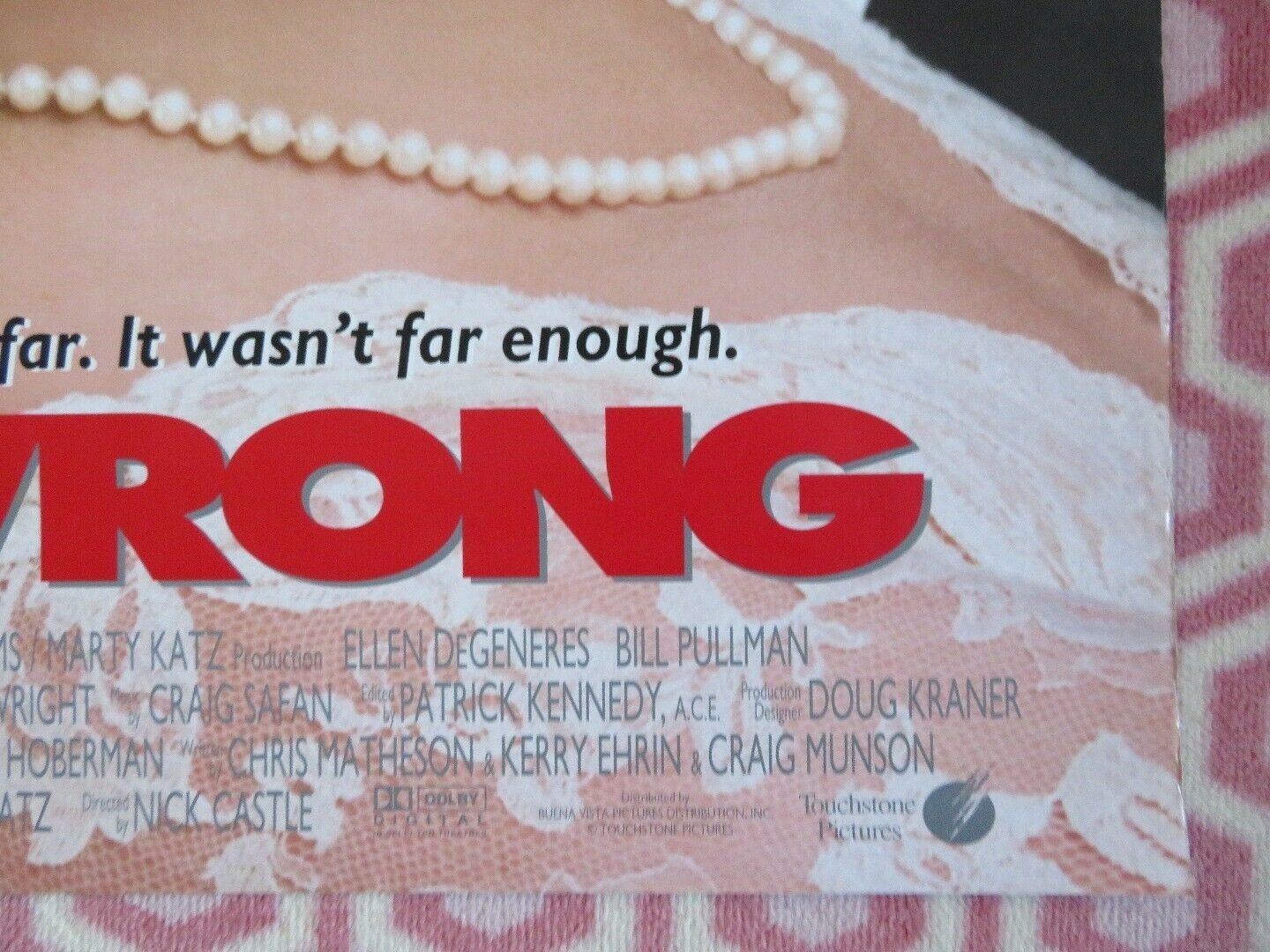 MR. WRONG US ONE SHEET ROLLED POSTER ELLEN DEGENERES BILL PULLMAN 1996 Movie posters