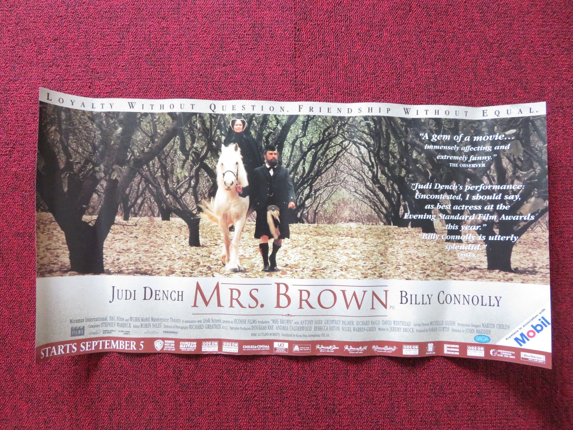 MRS. BROWN CINEMA POSTER JUDI DENCH BILLY CONNOLLY 1997 Rendezvous Cinema Movie posters