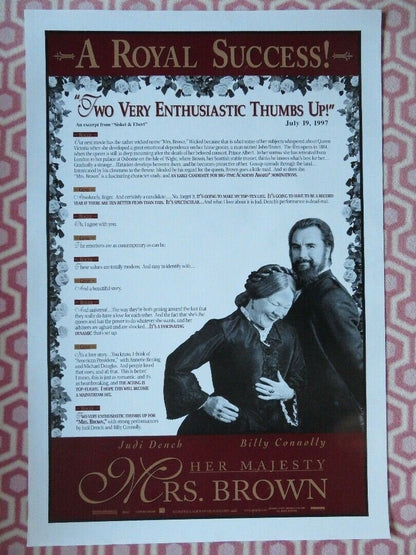 MRS. BROWN US ONE SHEET ROLLED POSTER JUDI DENCH BILLY CONNOLLY 1997 Rendezvous Cinema Movie posters