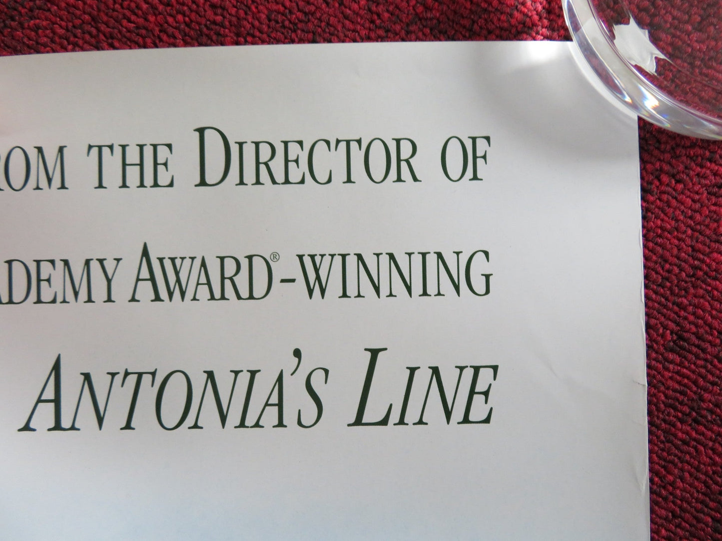 MRS. DALLOWAY US ONE SHEET ROLLED POSTER VANESSA REDGRAVE NATASCHA MCELHONE 1997 Rendezvous Cinema Movie posters