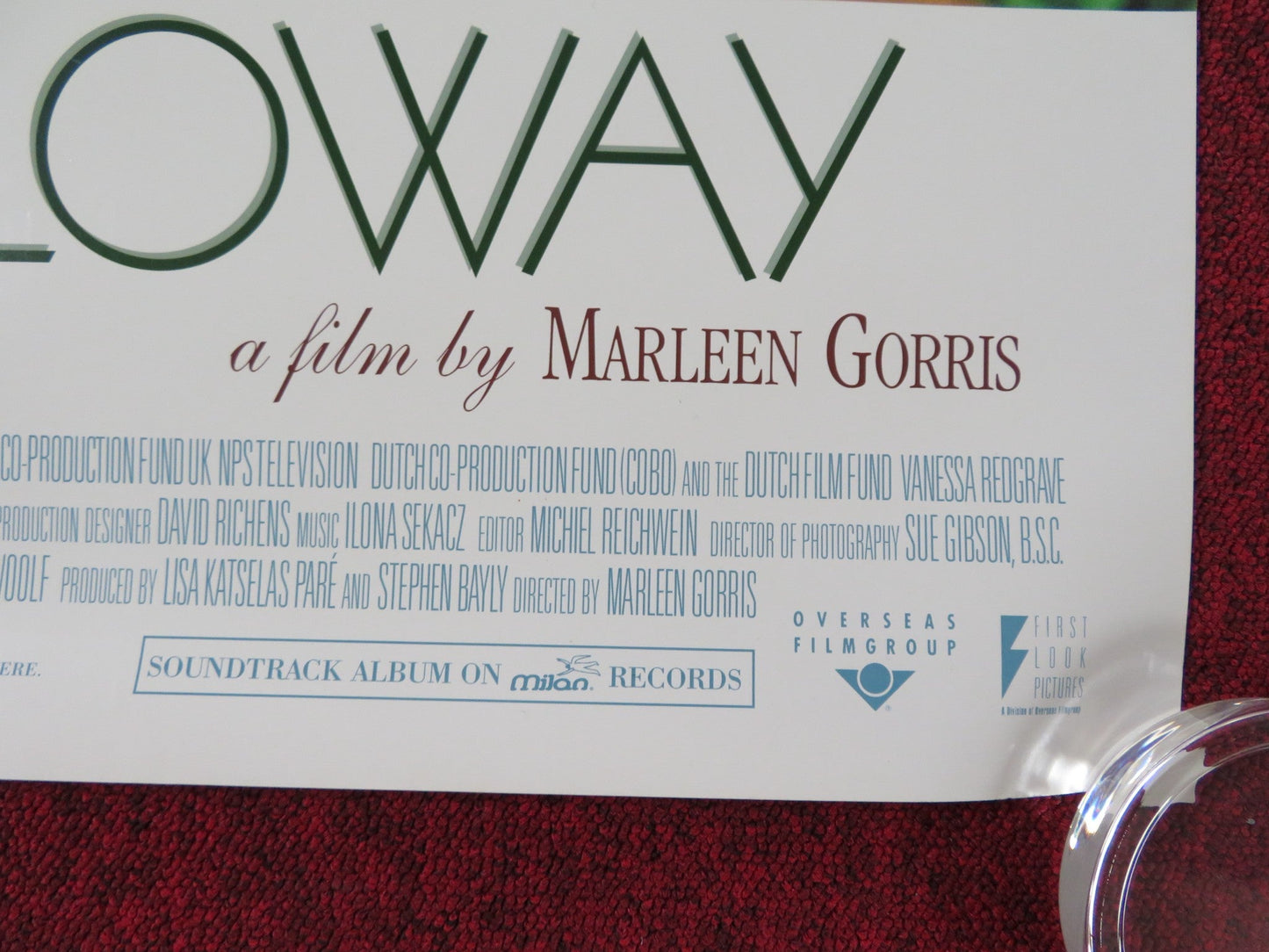 MRS. DALLOWAY US ONE SHEET ROLLED POSTER VANESSA REDGRAVE NATASCHA MCELHONE 1997 Rendezvous Cinema Movie posters