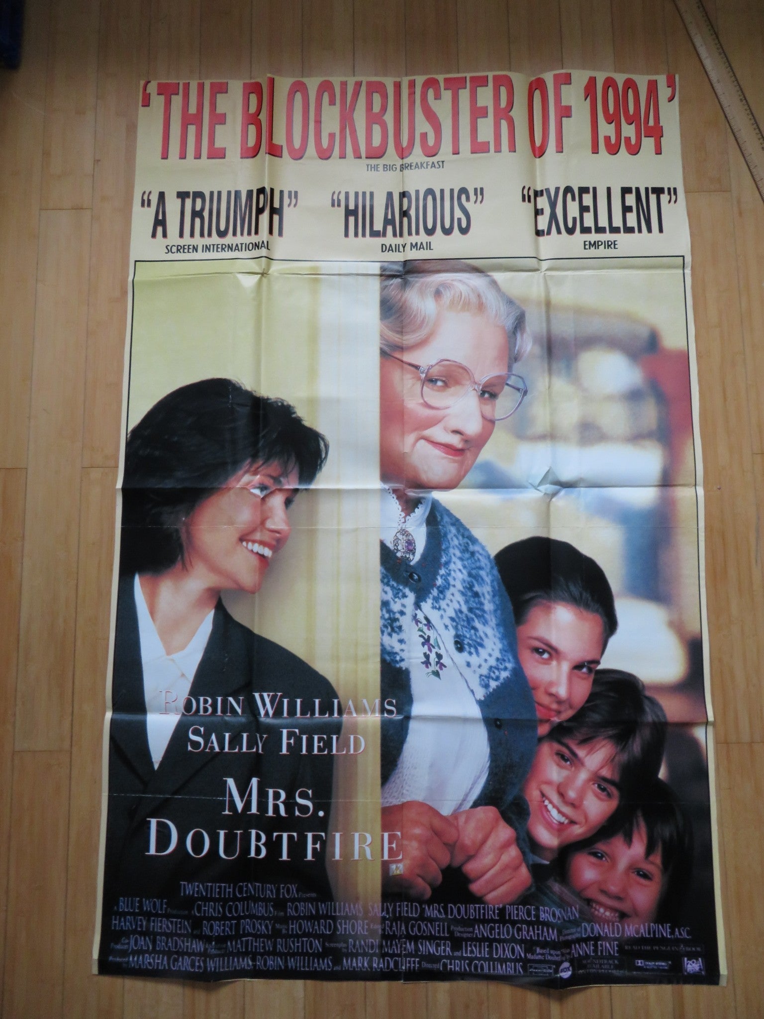 MRS. DOUBTFIRE UK 4 SHEET POSTER ROBIN WILLIAMS SALLY FIELD 1993 Rendezvous Cinema Movie posters