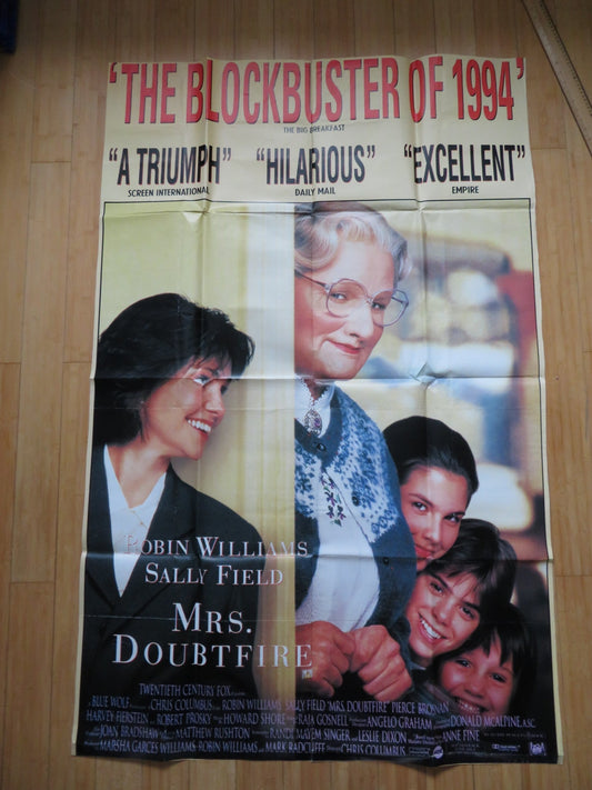 MRS. DOUBTFIRE UK 4 SHEET POSTER ROBIN WILLIAMS SALLY FIELD 1993 Rendezvous Cinema Movie posters