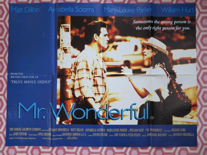 MR.WONDERFUL BRITISH QUAD (30 x 40) POSTER MATT DILLION ANTHONY MINGHELLA 1993 Rendezvous Cinema Movie posters