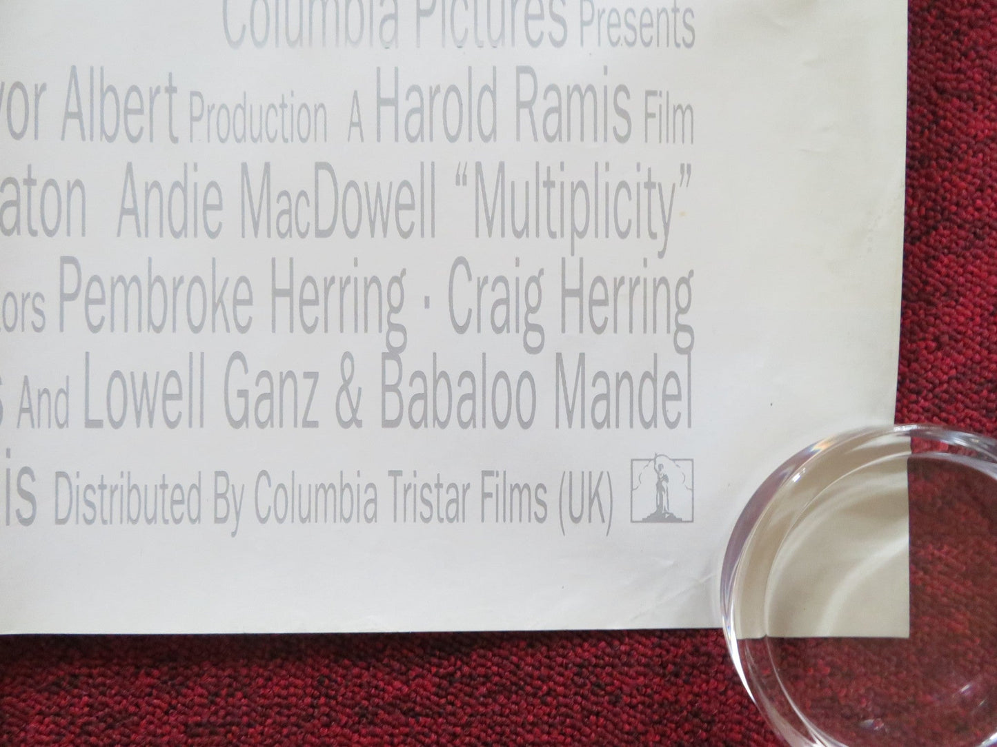 MULTIPICITY UK QUAD (30"x 40") ROLLED POSTER MICHAEL KEATON ANDIE MACDOWELL 1996 Rendezvous Cinema Movie posters