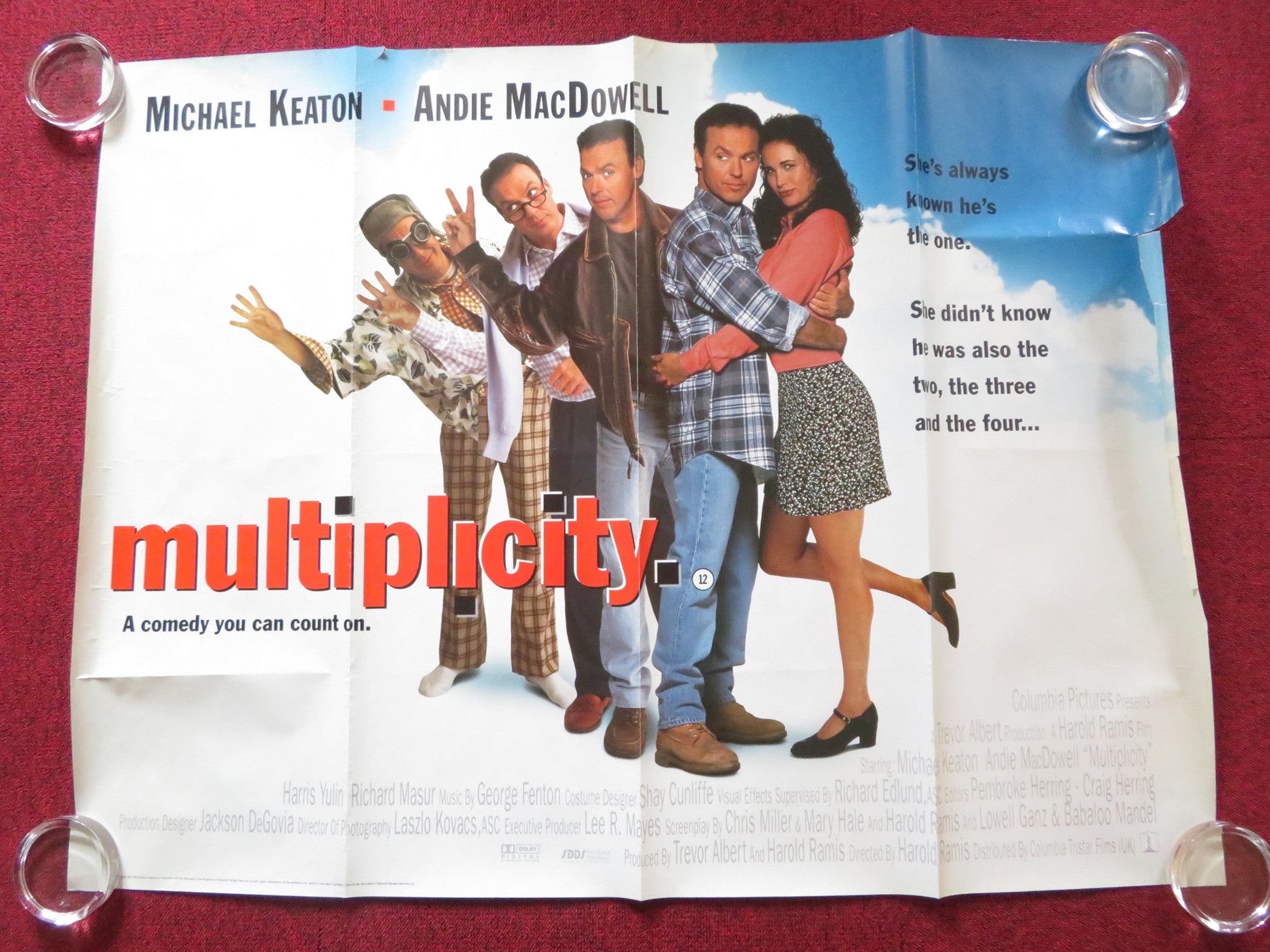 MULTIPICITY UK QUAD (30"x 40") ROLLED POSTER MICHAEL KEATON ANDIE MACDOWELL 1996 Rendezvous Cinema Movie posters