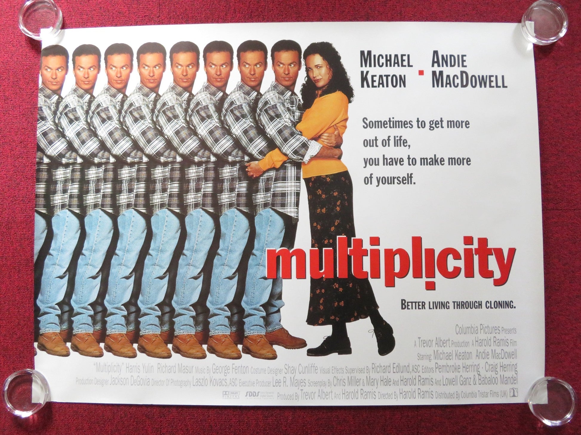 MULTIPLICITY UK QUAD (30"x 40") ROLLED POSTER MICHAEL KEATON A. MACDOWELL 1996 Rendezvous Cinema Movie posters