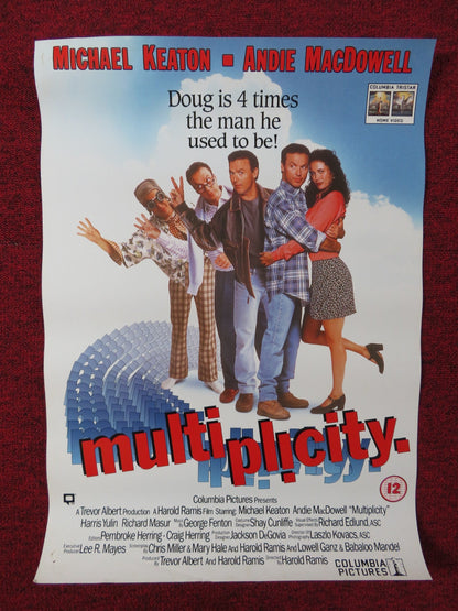 MULTIPLICITY VHS VIDEO POSTER MICHAEL KEATON ANDIE MACDOWELL 1996 Rendezvous Cinema Movie posters