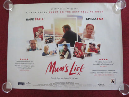 MUM'S LIST UK QUAD ROLLED POSTER EMILIA FOX RAFE SPALL 2016 Rendezvous Cinema Movie posters