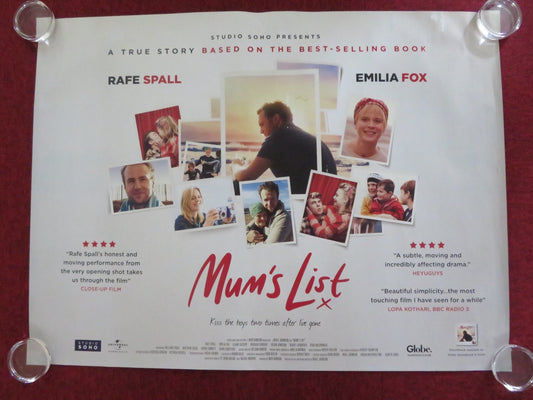 MUM'S LIST UK QUAD ROLLED POSTER EMILIA FOX RAFE SPALL 2016 Rendezvous Cinema Movie posters
