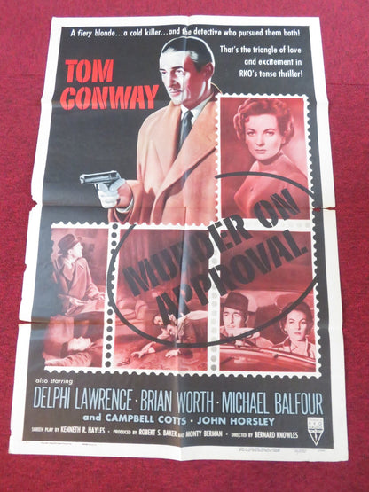 MURDER ON APPROVAL FOLDED US ONE SHEET POSTER TOM CONWAY DELPHI LAWRENCE 1956 Rendezvous Cinema Movie posters