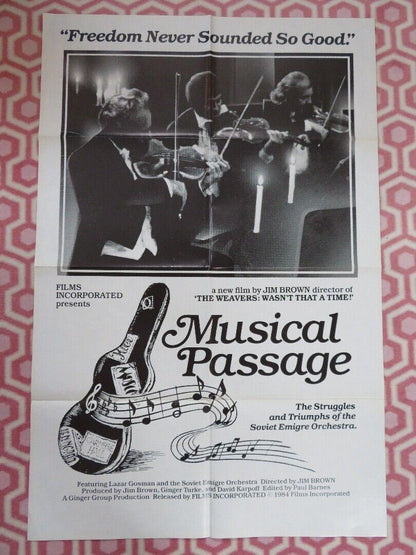 MUSICAL PASSAGE US ONE SHEET POSTER JIM BROWN LAZAR GOSMAN 1984 Movie posters