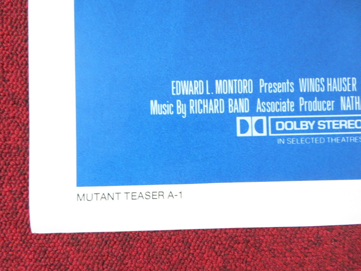 MUTANT - TEASER A FOLDED US ONE SHEET POSTER WINGS HAUSER BO HOPKINS 1984 Rendezvous Cinema Movie posters