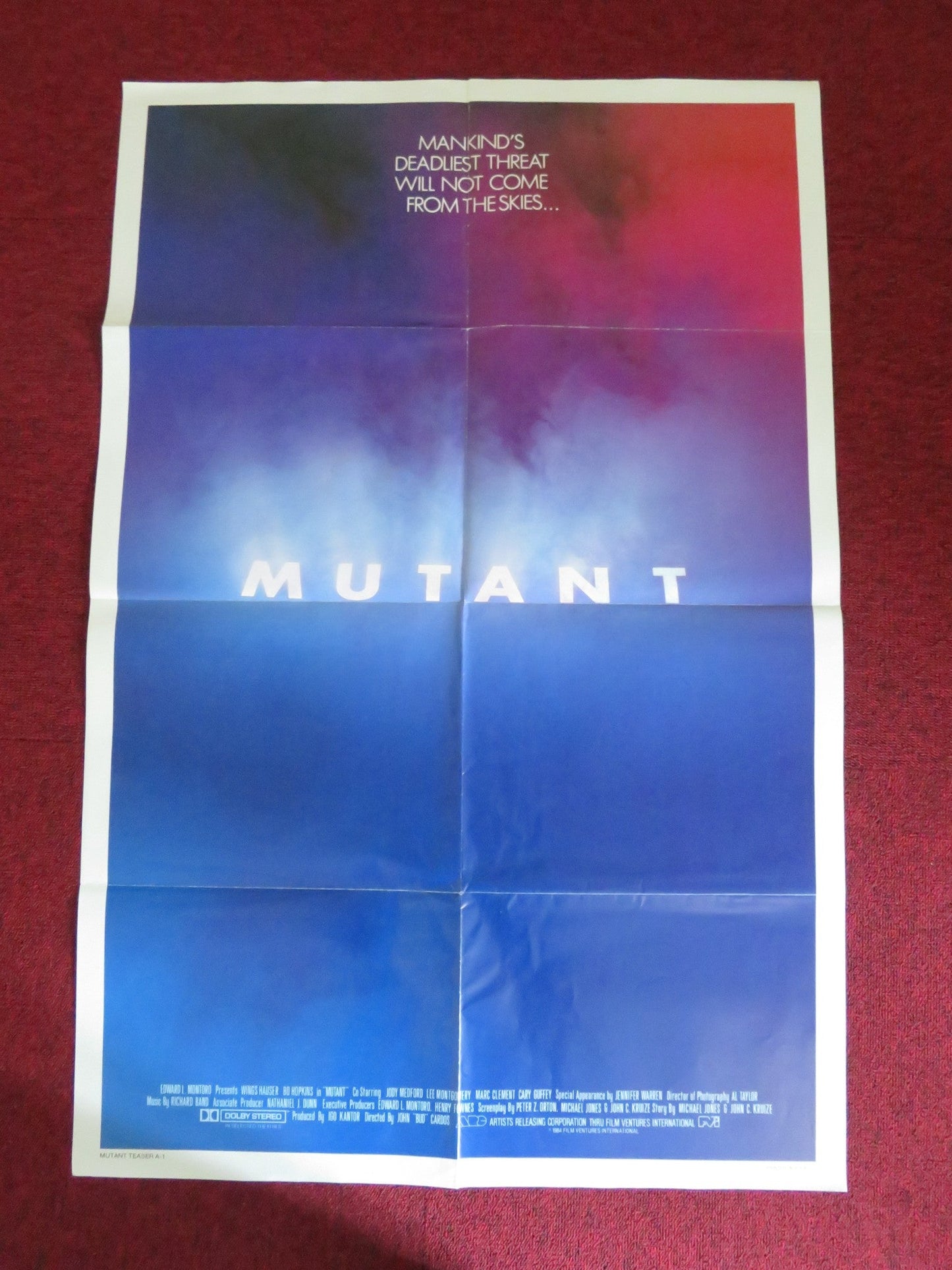 MUTANT - TEASER A FOLDED US ONE SHEET POSTER WINGS HAUSER BO HOPKINS 1984 Rendezvous Cinema Movie posters