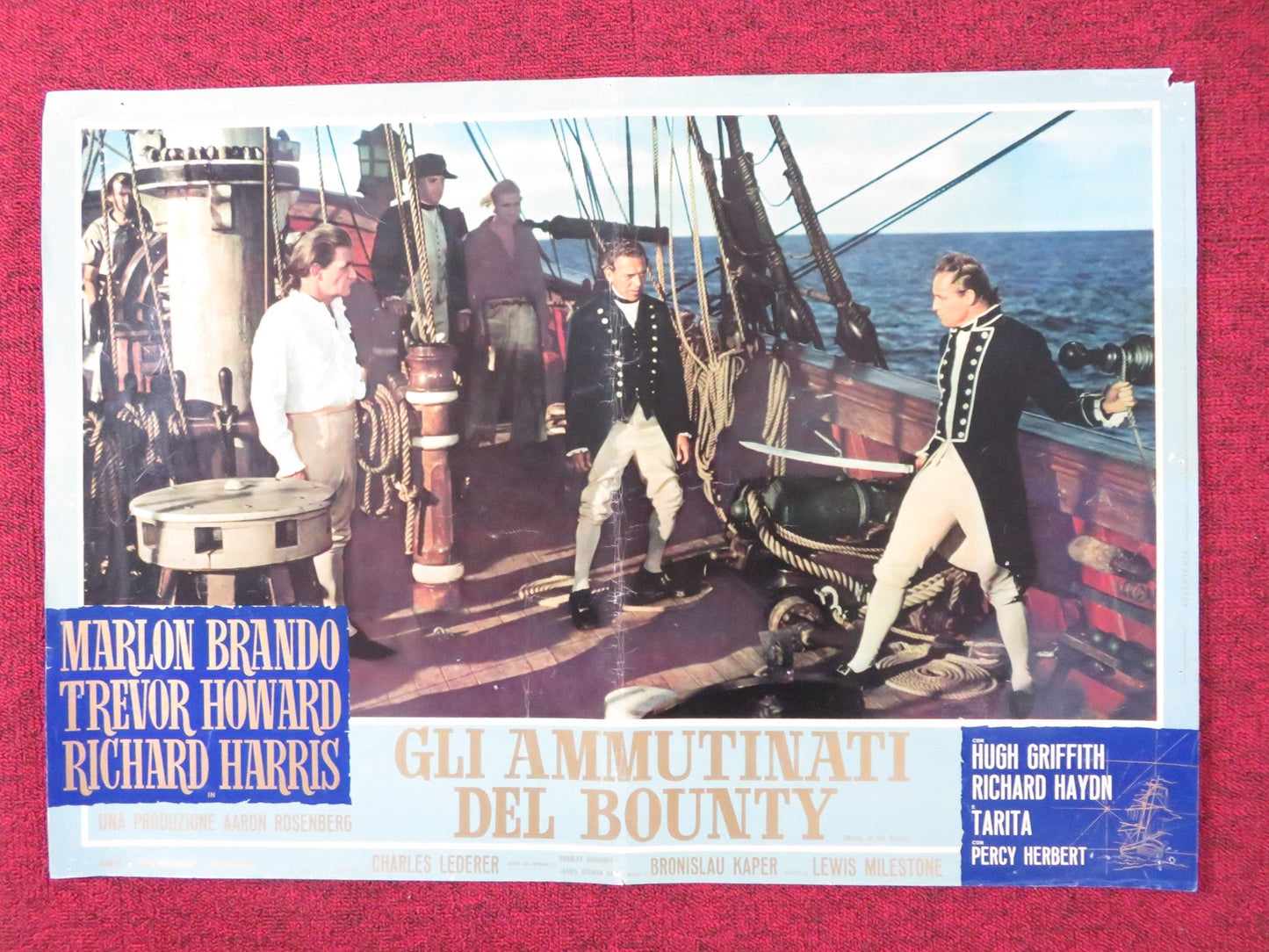 MUTINY ON THE BOUNTY - D ITALIAN FOTOBUSTA POSTER MARLON BRANDO T. HOWARD 1962 Rendezvous Cinema Movie posters