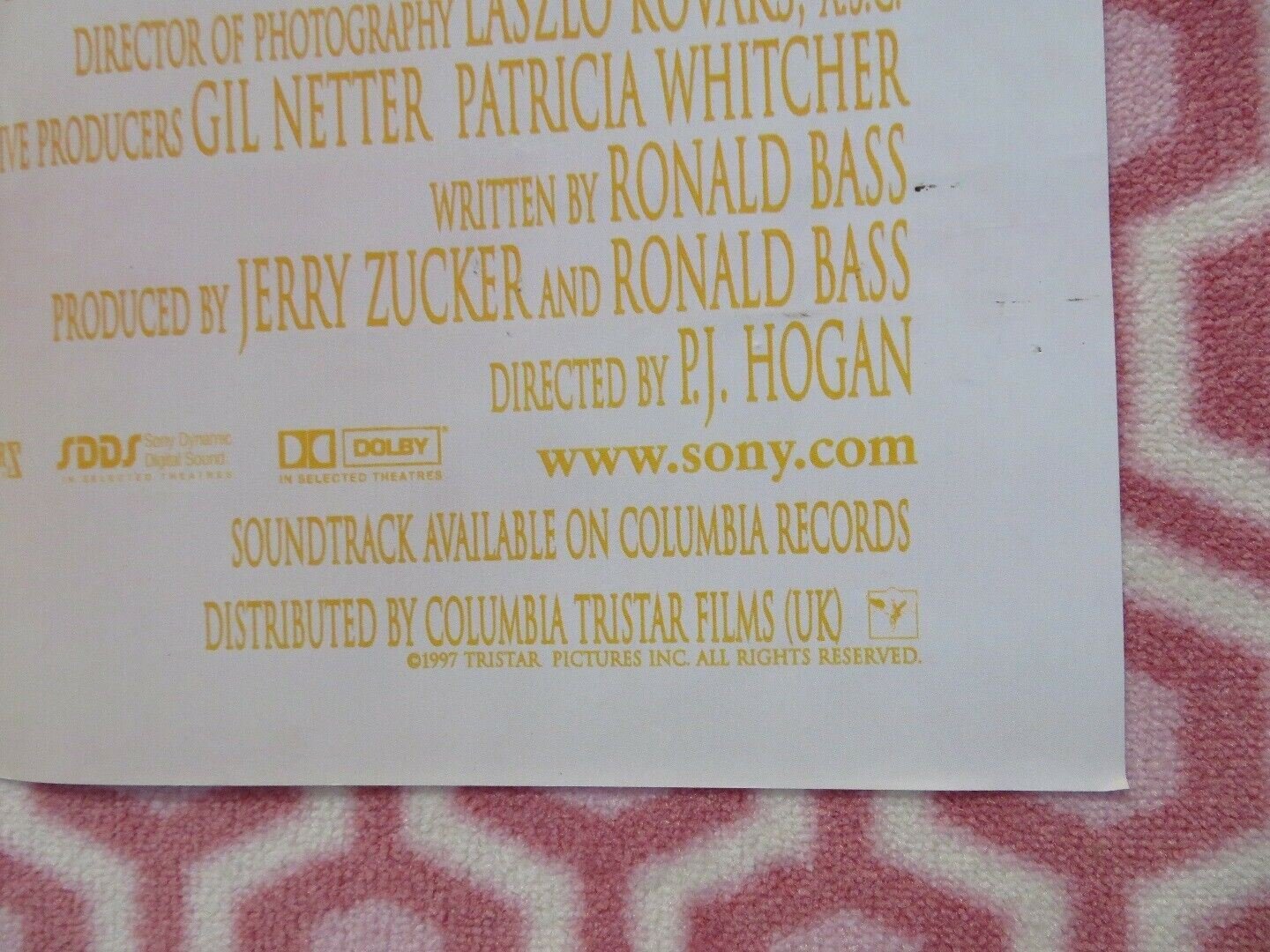 MY BEST FRIEND'S WEDDING BRITISH QUAD POSTER JULIA ROBERTS CAMERON DIAZ Rendezvous Cinema Movie posters