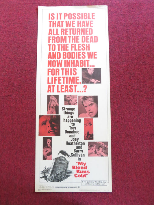 MY BLOOD RUNS COLD US INSERT (14"x 36") POSTER TROY DONAHUE JOEY HEATHERTON 1965 Rendezvous Cinema Movie posters