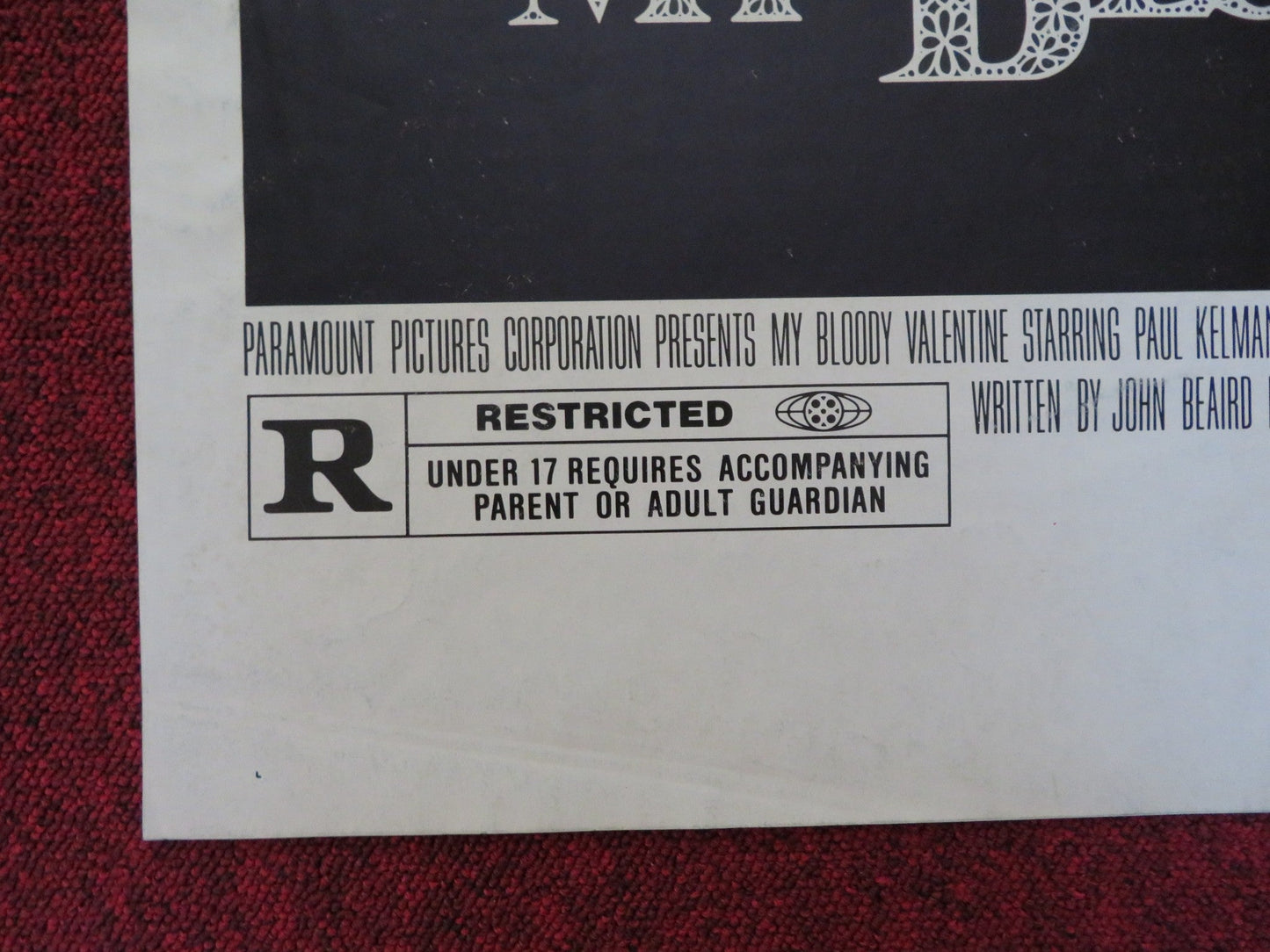 MY BLOODY VALENTINE FOLDED US ONE SHEET POSTER PAUL KELMAN LORI HALLIER 1981 Rendezvous Cinema Movie posters