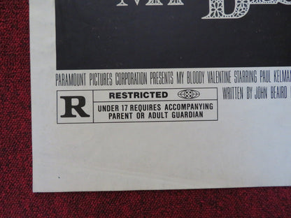 MY BLOODY VALENTINE FOLDED US ONE SHEET POSTER PAUL KELMAN LORI HALLIER 1981 Rendezvous Cinema Movie posters