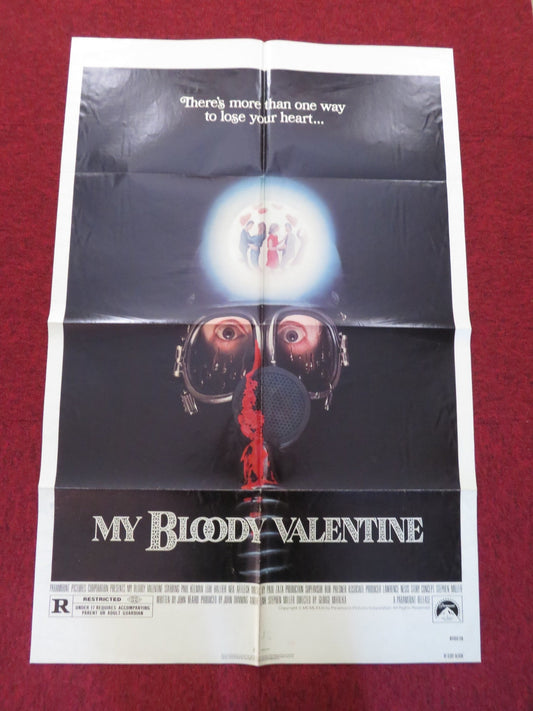 MY BLOODY VALENTINE FOLDED US ONE SHEET POSTER PAUL KELMAN LORI HALLIER 1981 Rendezvous Cinema Movie posters